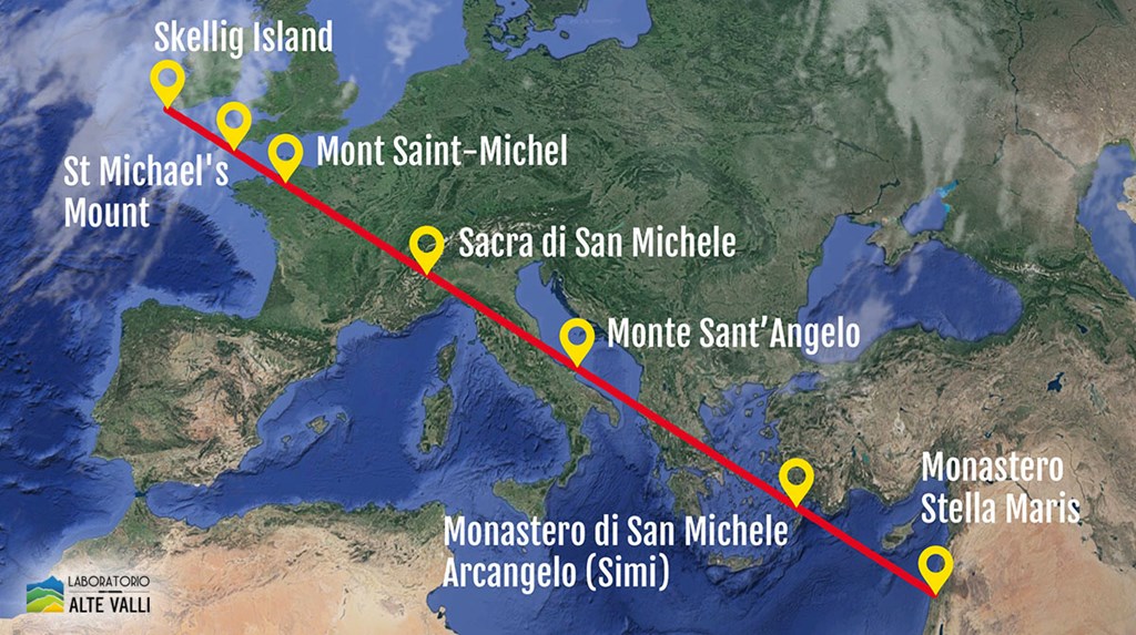 SETTE SANTUARI ALLINEATI DEDICATI A SAN MICHELE ARCANGELO, CON AL CENTRO LA SACRA 