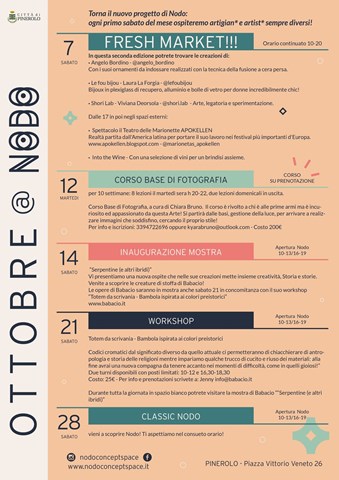 TUTTI GLI APPUNTAMENTI DI OTTOBRE @ NODO CONCEPT SPACE