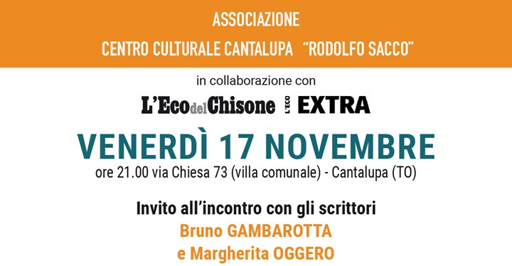 A Cantalupa un incontro con Bruno Gambarotta e Margherita Oggiero