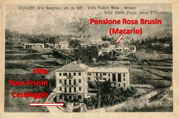 Pensione-Rosa-Brusin-Macario Quando Macario frequentava Coazze, con l’amico Tino Casaleggio