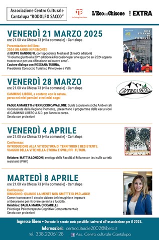 A CANTALUPA GLI APPUNTAMENTI DEL CENTRO "RODOLFO SACCO"
