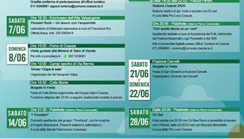 PROGRAMMA EVENTI DEL MESE DI GIUGNO A COAZZE