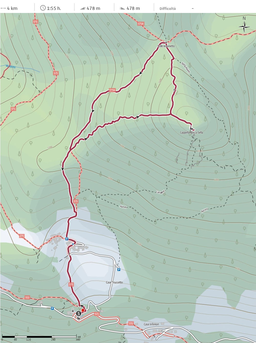 La mappa dell'escursione, effettuata 30 agosto 2021 (Outdooractive)