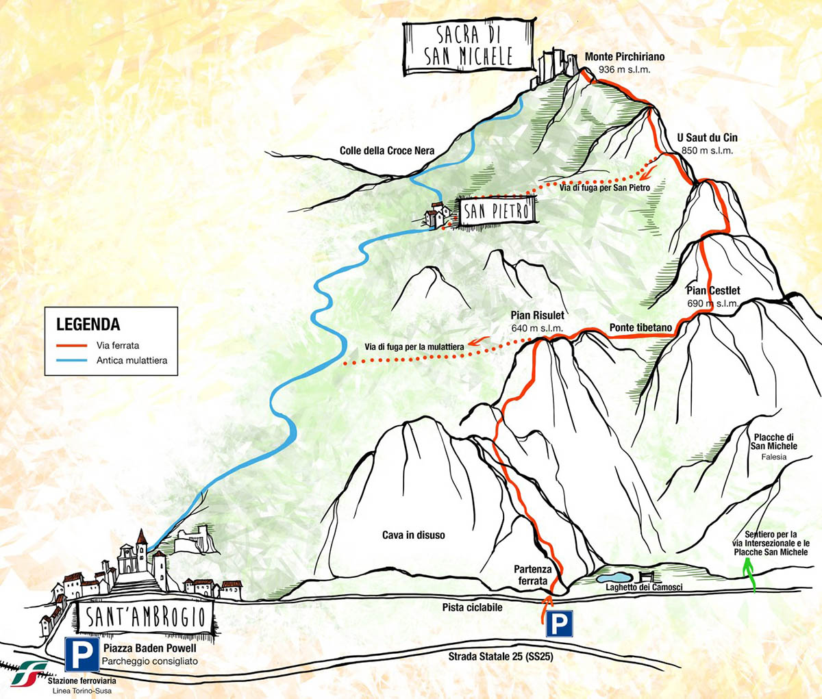 La mappa della Ferrata Giorda